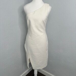 LIKELY Ivory One Shoulder Midi Dress with Slit‎ Size 6